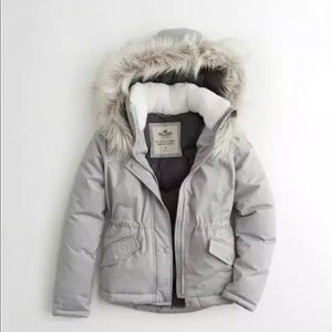 Hollister Grey Nylon Ultimate Down Anorak Parka Jacket ♥️